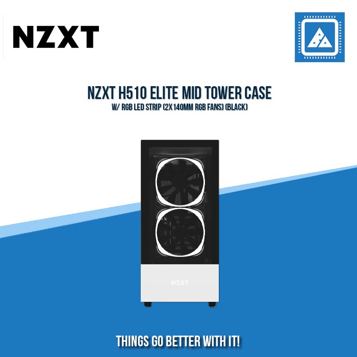NZXT H510 ELITE MID TOWER CASE W/ RGB LED STRIP (2X140MM RGB FANS) (BLACK) NZXT H510 ELITE MID TOWER CASE W/ RGB LED STRIP (2X140MM RGB FANS) (BLACK)